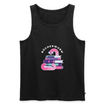 Bücherwurm - Männer Premium Bio Tank Top - Schwarz - Vorne - Michal (187cm)
