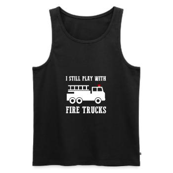 I Still Play With Firetrucks - Men's Premium Organic Tank Top - black - Front - Michal (187cm)