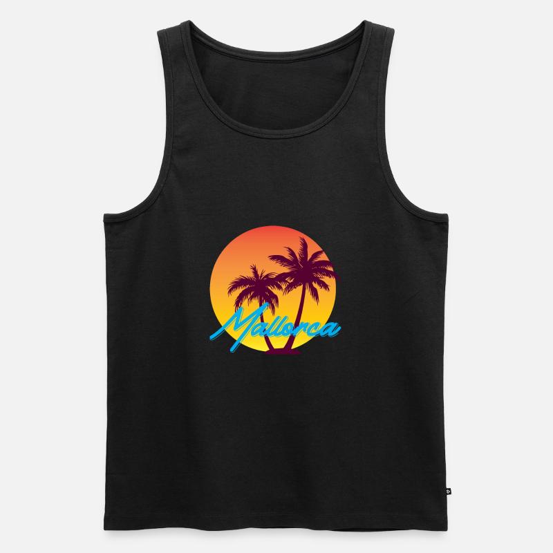 Mallorca - Palmen - Männer Premium Bio Tank Top - Schwarz