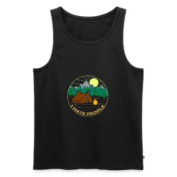 Camping Randonnée Je déteste les gens - Débardeur bio Premium Homme - noir - Devant - AI Model Male 178 light (178cm)