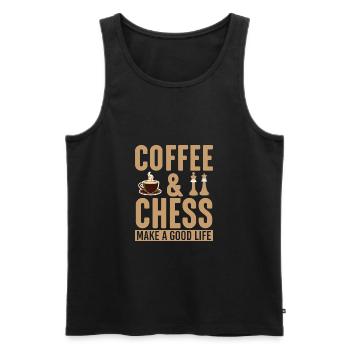 Café et échecs - Débardeur bio Premium Homme - noir - Devant - AI Model Male 178 light (178cm)