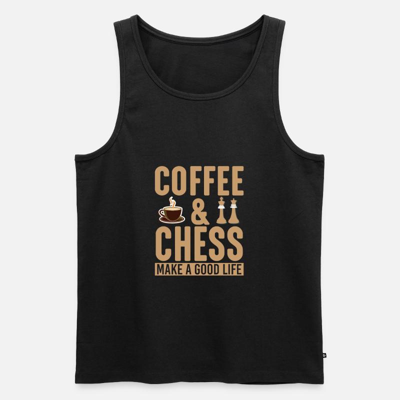 Kaffee und Schach - Männer Premium Bio Tank Top - Schwarz