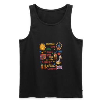 Souvenir de Londres pour les enfants - Quelqu'un qui vraiment Lo - Débardeur bio Premium Homme - noir - Devant - Michal (187cm)