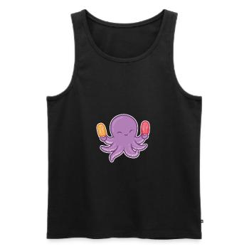 Oktopus Tintenfisch Krake Eis Essen Eiscreme Liebe - Männer Premium Bio Tank Top - Schwarz - Vorne - Michal (187cm)