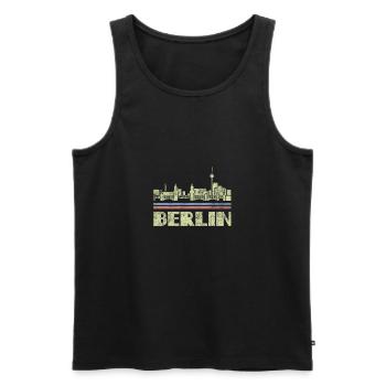 Berlin City Skyline Allemagne Retro Deutschland City - Débardeur bio Premium Homme - noir - Devant - Michal (187cm)