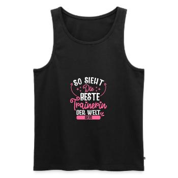 So Sieht Die Beste Trainerin Der Welt Aus - Männer Premium Bio Tank Top - Schwarz - Vorne - Michal (187cm)