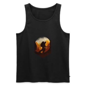 Cool Hiking Hiking Mountains Shirt - Men's Premium Organic Tank Top - black - Front - Michal (187cm)