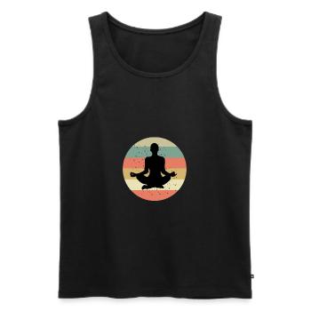 Méditation vintage - Débardeur bio Premium Homme - noir - Devant - Michal (187cm)