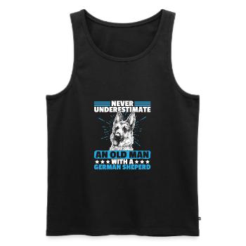 Never Underestimate an old man with german sheperd - Männer Premium Bio Tank Top - Schwarz - Vorne - Michal (187cm)