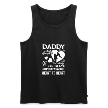 Fête des pères papa et fille coeur à coeur - Débardeur bio Premium Homme - noir - Devant - Michal (187cm)