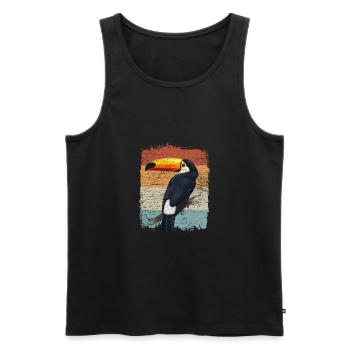 Toucan rétro - Débardeur bio Premium Homme - noir - Devant - Michal (187cm)