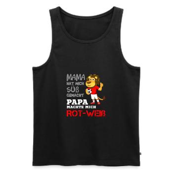 Rot-Weiß Fußball Verein Löwe Geschenk Rot Weiss - Männer Premium Bio Tank Top - Schwarz - Vorne - AI Model Male 178 light (178cm)