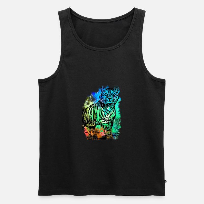 Tiger - Männer Premium Bio Tank Top - Schwarz
