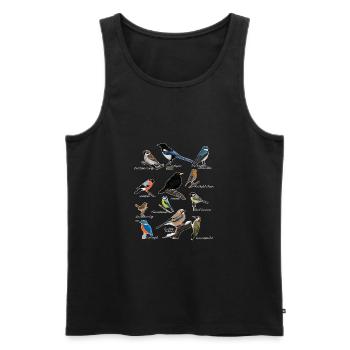 Gartenvögel Vogel Zeichnung Amsel Blaumeise Gimpel - Männer Premium Bio Tank Top - Schwarz - Vorne - AI Model Male 178 light (178cm)