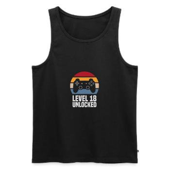 Level 18 Unlocked 18. Geburtstag Gamer Zocker - Männer Premium Bio Tank Top - Schwarz - Vorne - Michal (187cm)