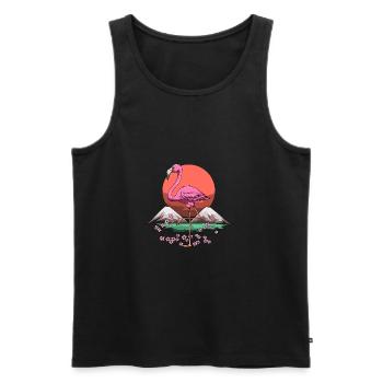 Japanischer Flamingo mit roter Sonne und Blumen - Männer Premium Bio Tank Top - Schwarz - Vorne - AI Model Male 178 light (178cm)