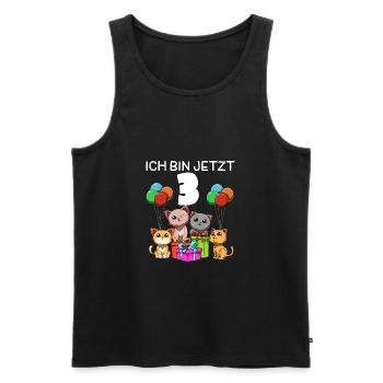Lustige Katzen Party - 3. Kindergeburtstag - Männer Premium Bio Tank Top - Schwarz - Vorne - AI Model Male 178 light (178cm)