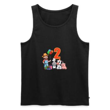 Farmer and farm animals - 2 years children's birthday - Men's Premium Organic Tank Top - black - Front - Michal (187cm)
