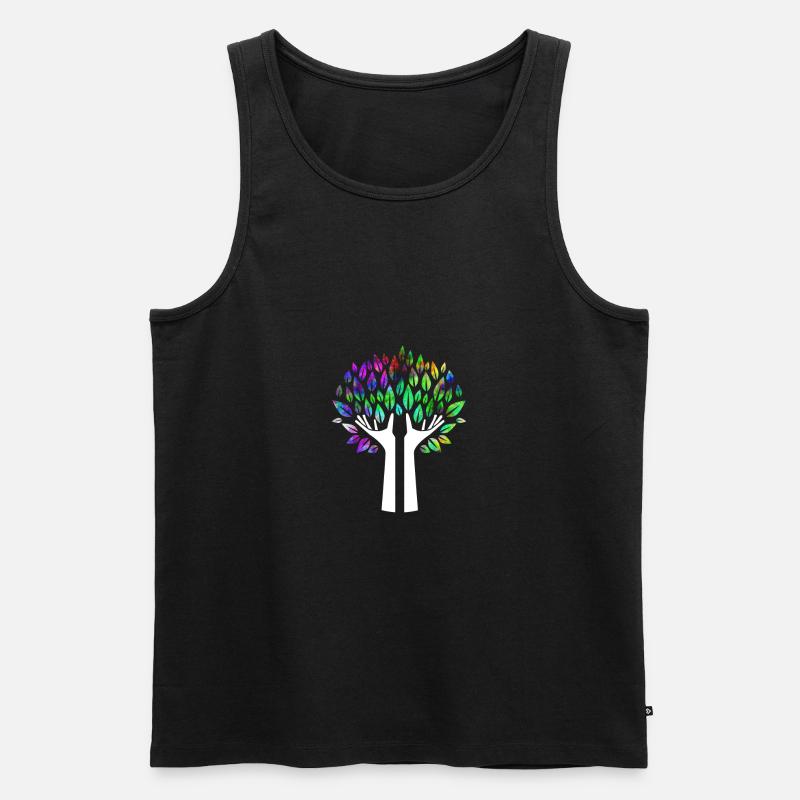 Hände Baum psychedelisch - Männer Premium Bio Tank Top - Schwarz