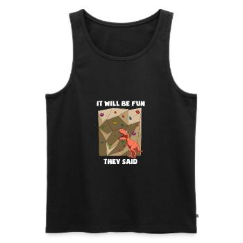 Boulder Trex - T-shirt drôle d'escalade de dinosaure - Débardeur bio Premium Homme - noir - Devant - Michal (187cm)