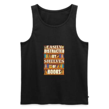 Amateur de livres - facilement distrait par les étagères de livres - Débardeur bio Premium Homme - noir - Devant - AI Model Male 178 light (178cm)
