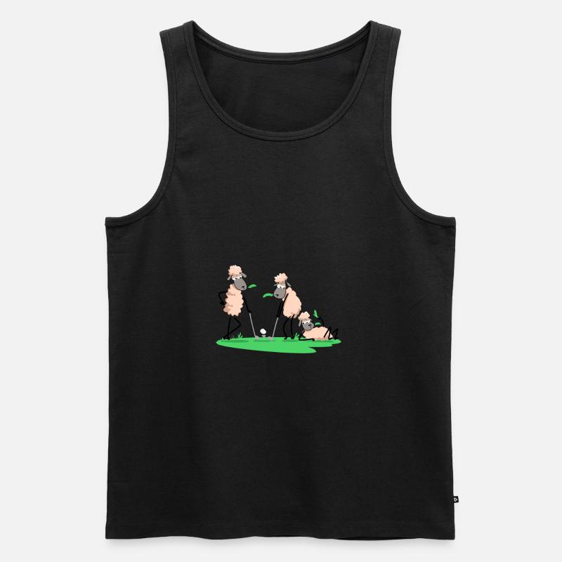 Schafe spielen Golf - Männer Premium Bio Tank Top - Schwarz