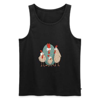 Famille de poulet fou - Débardeur bio Premium Homme - noir - Devant - Michal (187cm)