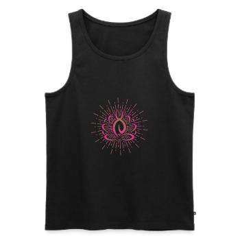 Lotus flower Namaste - Men's Premium Organic Tank Top - black - Front - Michal (187cm)