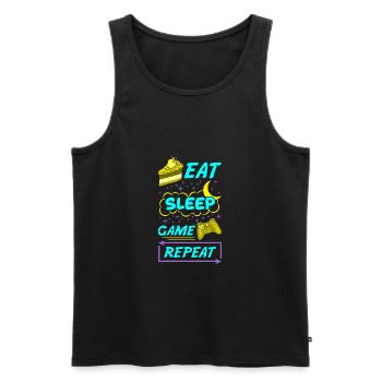 Gamer Eat Sleep Game Repeat Anime Kawaii Gaming - Men's Premium Organic Tank Top - black - Front - AI Model Male 178 light (178cm)