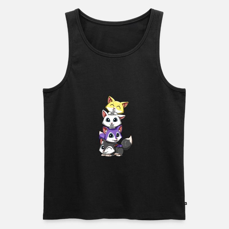 Non-binary foxes - Nonbinary LGBTQ - Men's Premium Organic Tank Top - black