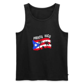Distressed Style Puerto Rico Frosch Geschenk Design - Männer Premium Bio Tank Top - Schwarz - Vorne - Michal (187cm)