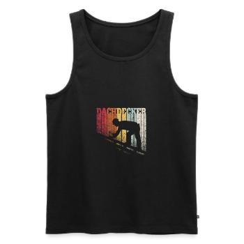 Couvreurs maître apprenti vintage disant cadeau - Débardeur bio Premium Homme - noir - Devant - Michal (187cm)