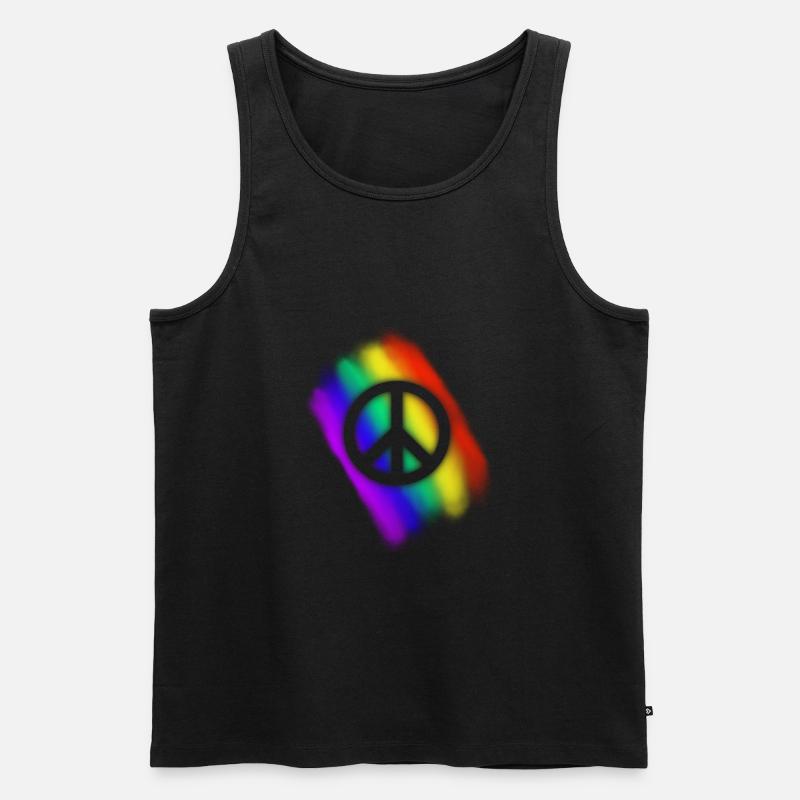 Regenbogen Peace - Männer Premium Bio Tank Top - Schwarz