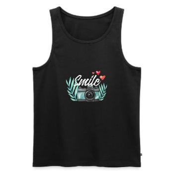 Fun Vintage Camera Photographer Gift Design Idea - Men's Premium Organic Tank Top - black - Front - AI Model Male 178 light (178cm)