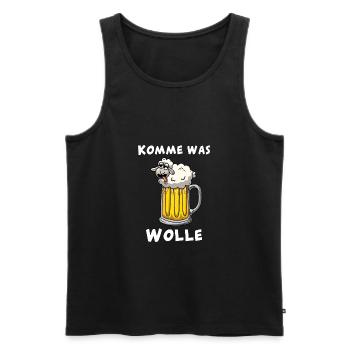 Komme was Wolle - Schaf im Bier - Männer Premium Bio Tank Top - Schwarz - Vorne - Michal (187cm)