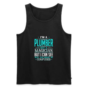 Ich bin ein Klempner, kein Zauberer, aber ich kann sehen warum - Männer Premium Bio Tank Top - Schwarz - Vorne - Michal (187cm)