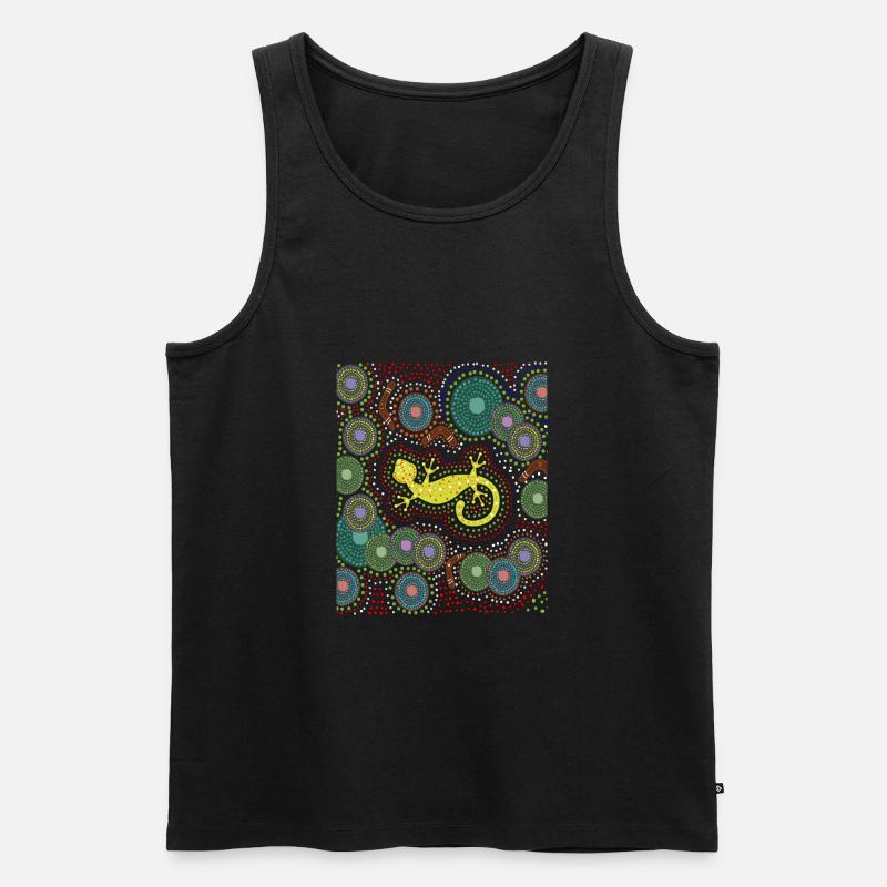 Kunstgecko der Aborigines - Männer Premium Bio Tank Top - Schwarz