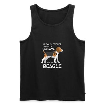Ne Sous estimez Jamais Un Homme Avec Un Beagle - Débardeur bio Premium Homme - noir - Devant - Michal (187cm)