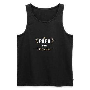 Papa d une Princesse Cadeau Père et Fille - Débardeur bio Premium Homme - noir - Devant - Michal (187cm)