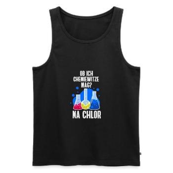 Ob ich Chemie-Witze mag? Na Chlor Wortwitz - Männer Premium Bio Tank Top - Schwarz - Vorne - Michal (187cm)