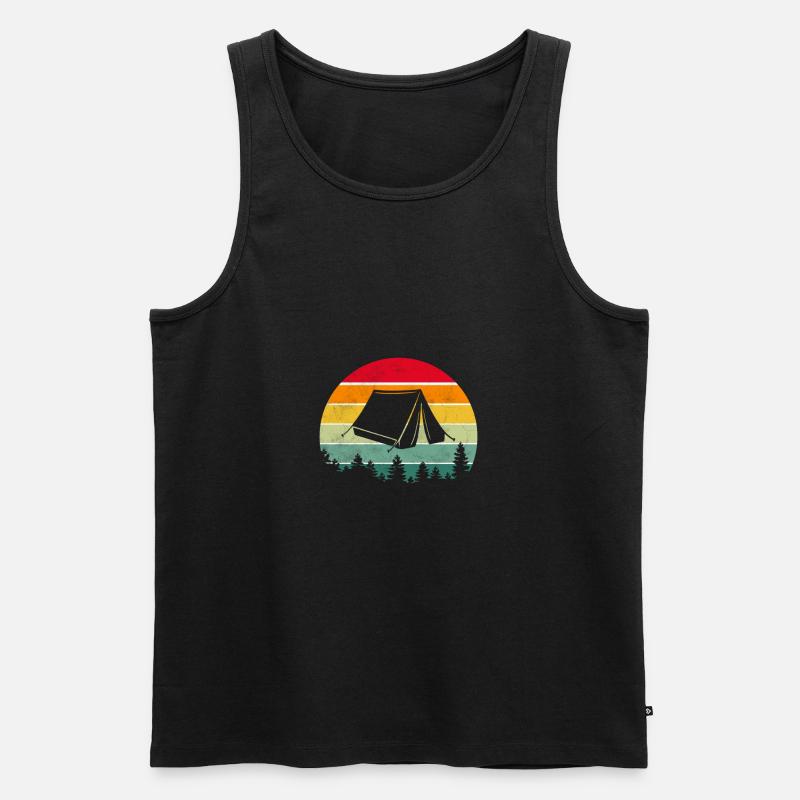 Camping Zelten Retro - Männer Premium Bio Tank Top - Schwarz