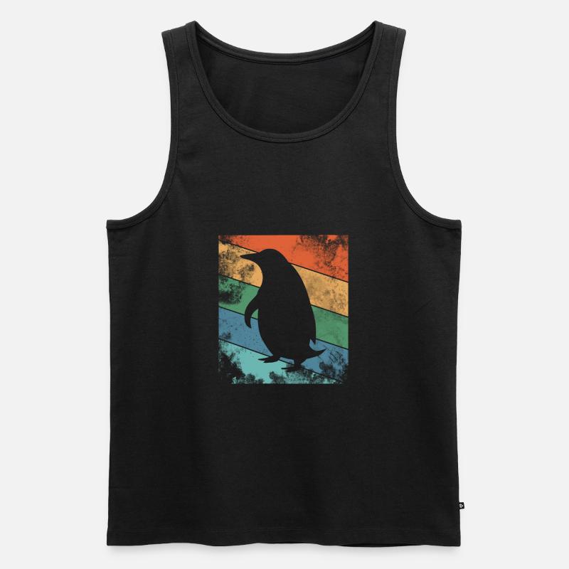 Retro Pinguin Bunt - Männer Premium Bio Tank Top - Schwarz