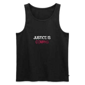 Justice is coming - Frieden und Sicherheit naht - Männer Premium Bio Tank Top - Schwarz - Vorne - AI Model Male 178 light (178cm)