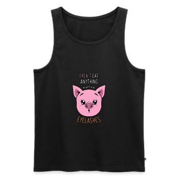 I don't eat anything that has eyelashes Vegan Love for animals - Men's Premium Organic Tank Top - black - Front - AI Model Male 178 light (178cm)