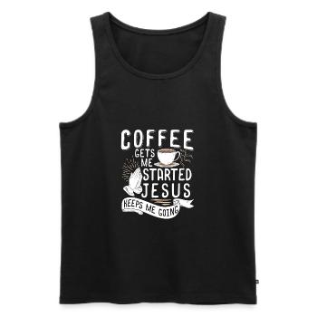Le café me fait démarrer Jésus me permet de continuer - Débardeur bio Premium Homme - noir - Devant - Michal (187cm)