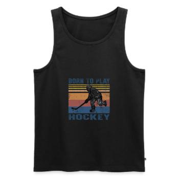 Born To Play Hockey Vintage Ice Hockey Player - Men's Premium Organic Tank Top - black - Front - Michal (187cm)