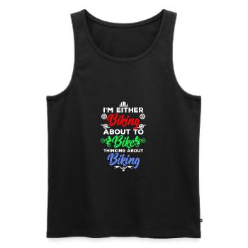 Bin am Fahrrad fahren oder werde Fahrrad fahren - Männer Premium Bio Tank Top - Schwarz - Vorne - AI Model Male 178 light (178cm)