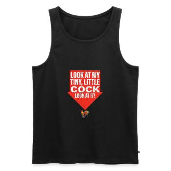 Humour adulte drôle regarde ma petite bite - Débardeur bio Premium Homme - noir - Devant - Michal (187cm)