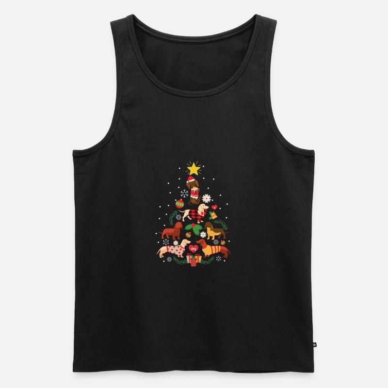 Décor d'ornement d'arbre de Noël drôle de teckel - Débardeur bio Premium Homme - noir