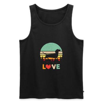 Chemise Retro Love Wiener pour chien - Vintage Dachshund Sh - Débardeur bio Premium Homme - noir - Devant - Michal (187cm)